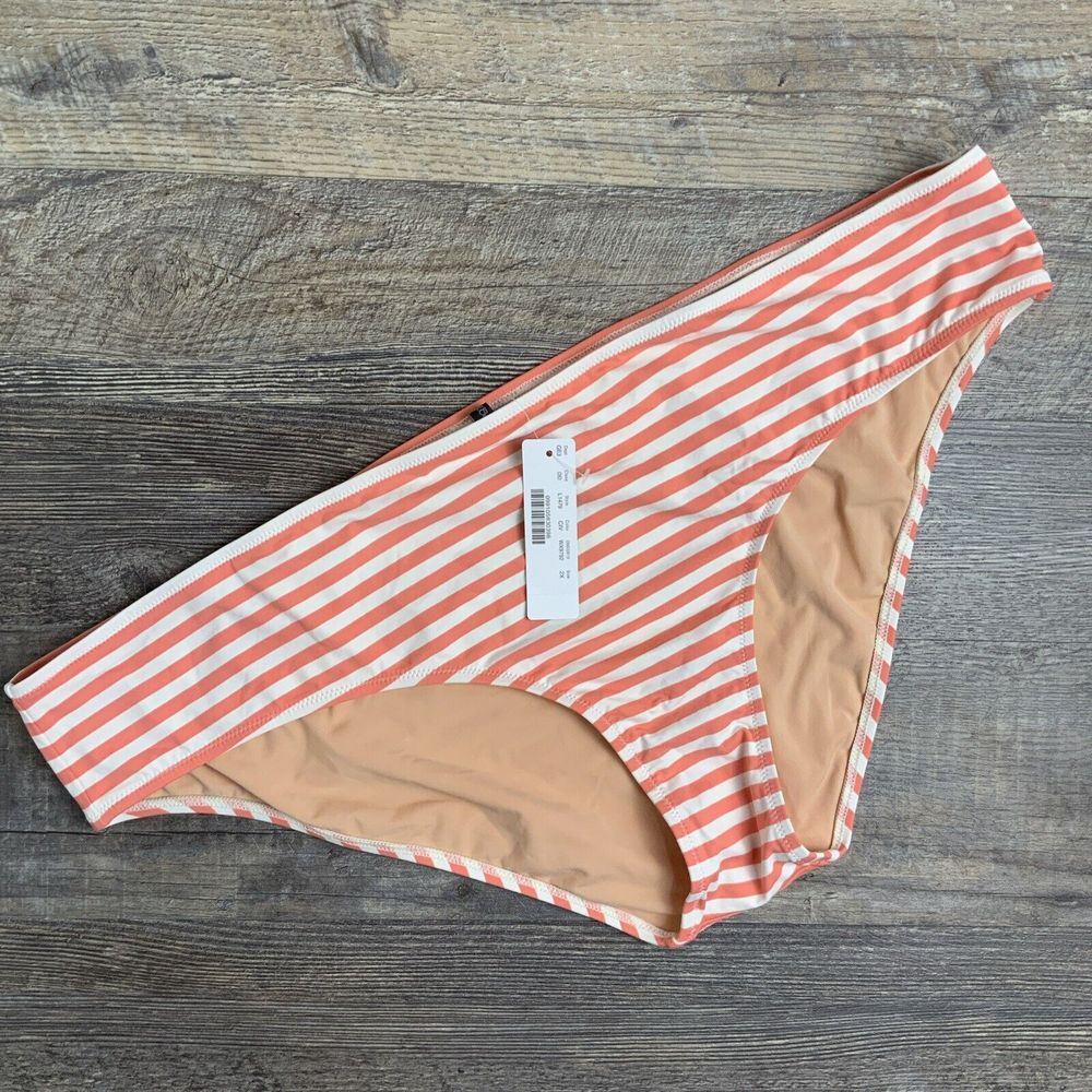 J.Crew Surf Hipster Bikini Bottom Stripe Coral Ivory Size 2X NEW‎